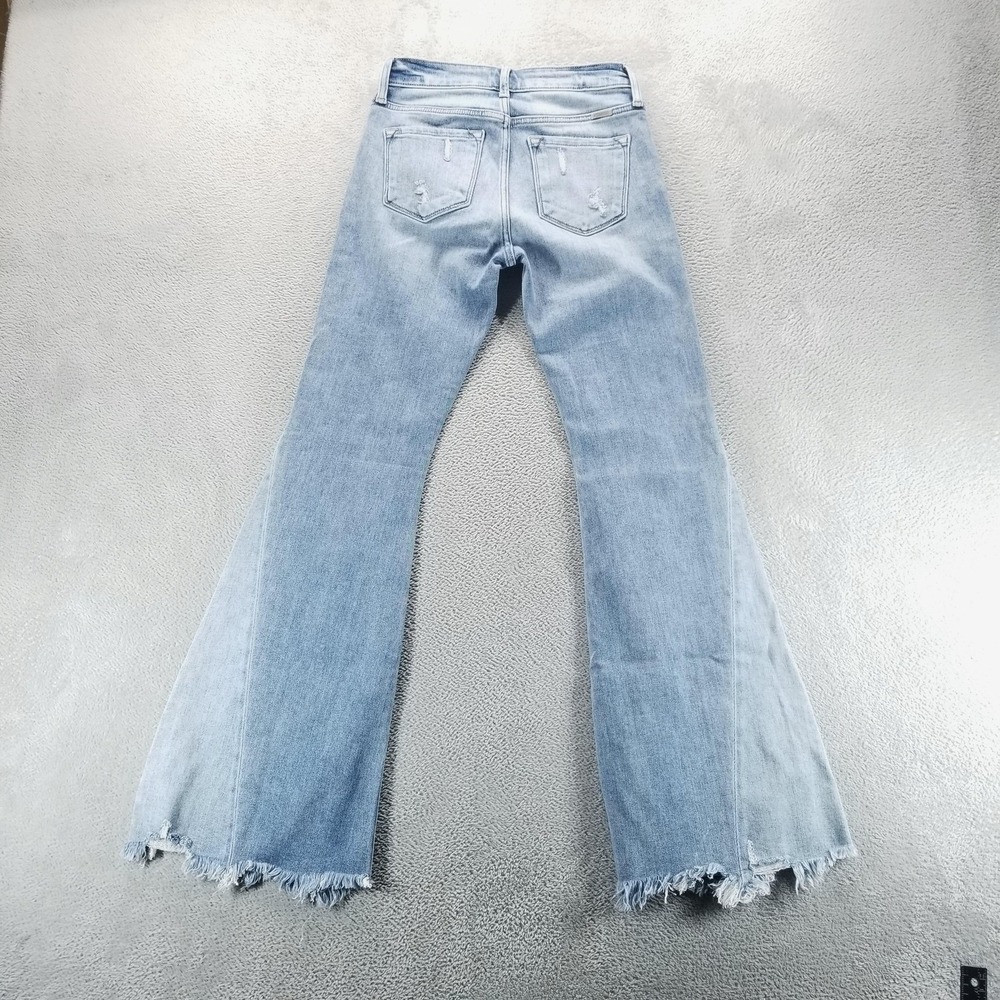 KanCan Jeans Womens 26 Blue Sharkbite Hem Flare Mid Rise Stretch - Picture 2 of 9